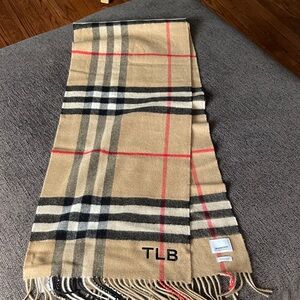 Burberry Beige Checkered Scarf with Red and Black